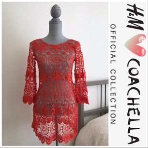 Red Crotchet Dress sz XS